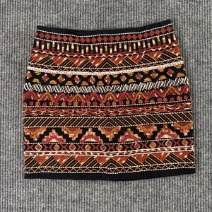Embroidered‎ Mini Skirt Womens 4 Boho Festival Indie Y2K Colorful Aztec Pattern